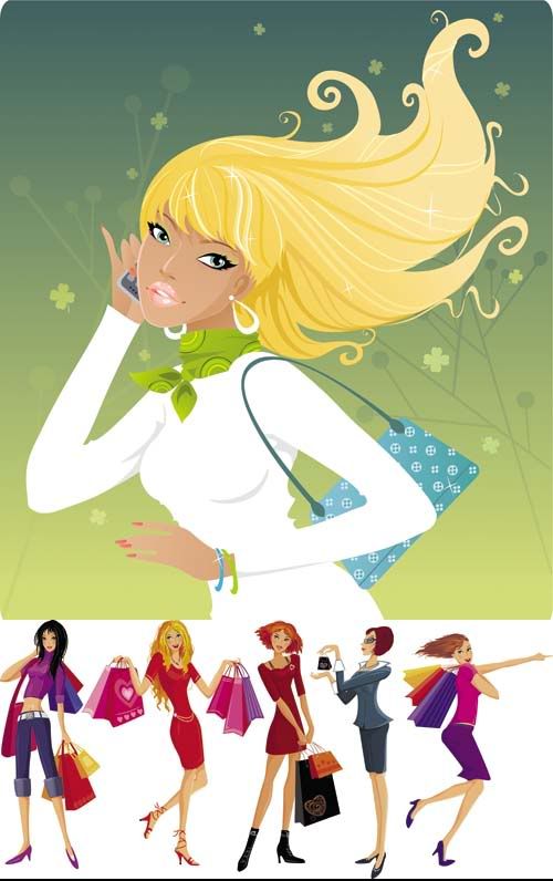 Stock vector - Shopping Vector Girls Stock vector - Shopping Vector Girls
