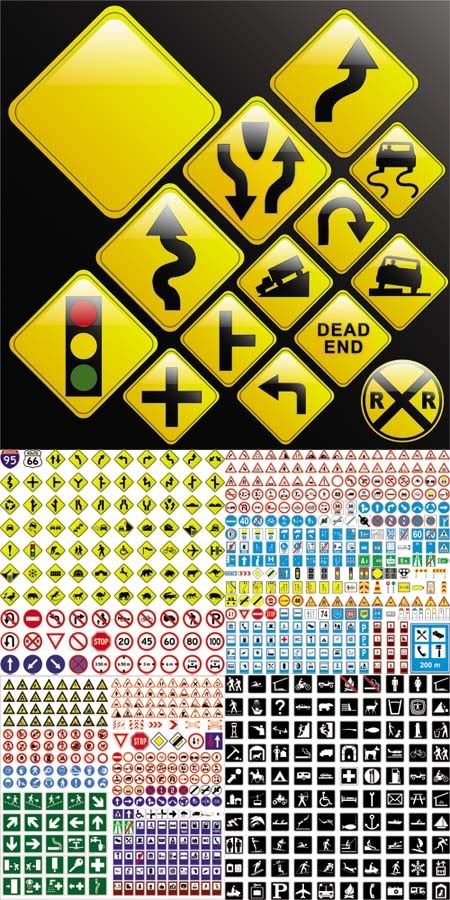 airport signs and symbols. Stock vector - Road signs