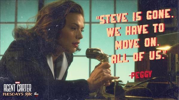Peggy implores a hypnotized Stark to snap out of it by reminding both herself and Howard that Steve is gone.