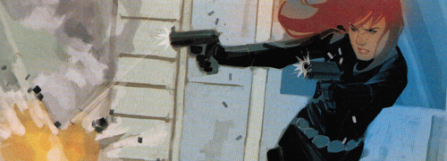 Natasha shooting a gun