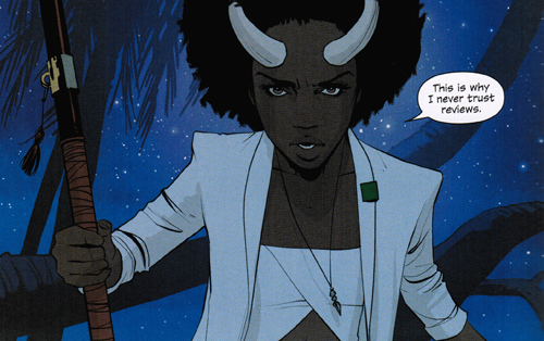 Gwendolyn appears in the dark saying this is why she doesn't trust reviews.