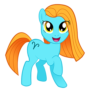 teal Earth My Little Pony with long blonde mane and tail and a Aries symbol as a cutie mark