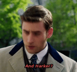 gif shows Harker's face and caption reads And Harker? which is spoken by Renfield