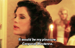 Mina turns to look at Lucy - caption read It would be my pleasure Corporal Westenra