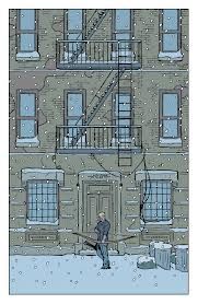 Comics pane shows Clint Barton standing in front of his building preparing to defend it while snow falls around him