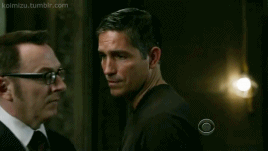 A Person of Interest gif of Reese saying Not every ex-soldier meets a reclusive billionaire