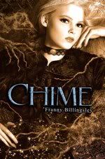 cover of Chime featuring a pale, blonde girl with dark eyes on a root-filled sepia toned background