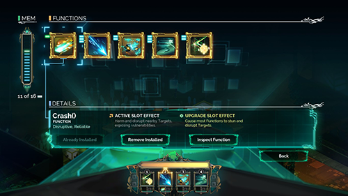 Transistor screenshot: functions screen