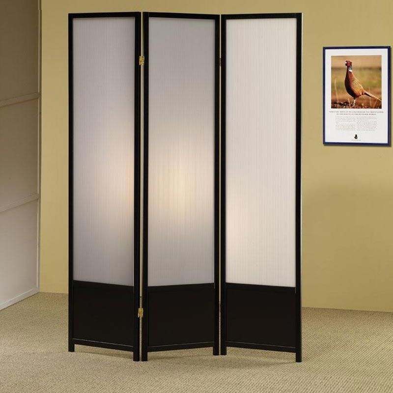 Coaster Elegant 3 Folding Panels Black Translucent Shoji Room Divider 