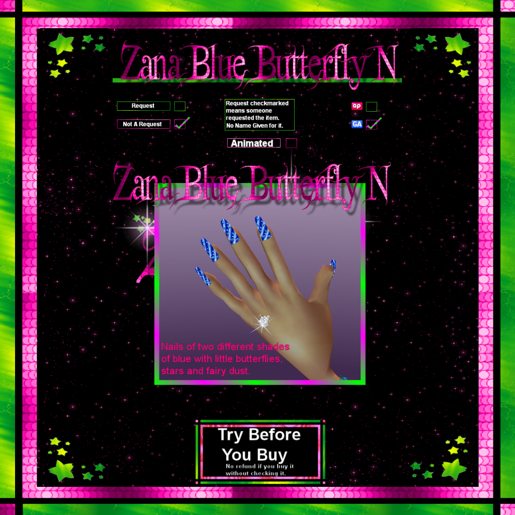 Zana Blue Butterfly Nails