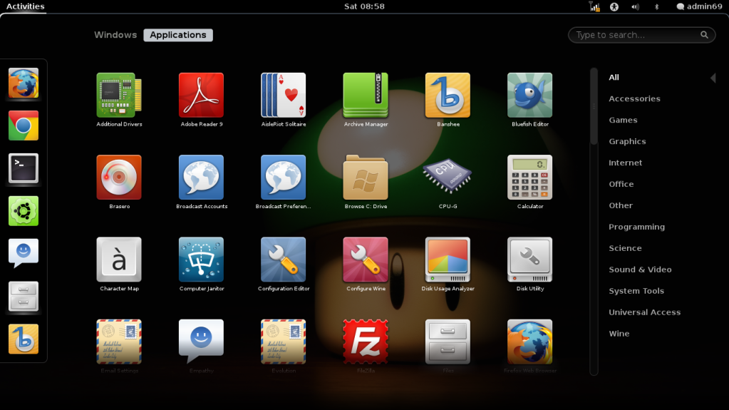 menu gnome 3