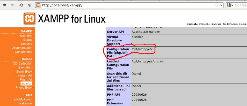 phpinfo