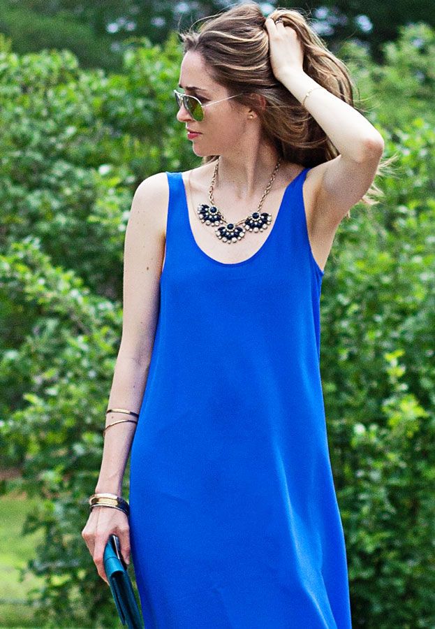 laura wears calf length maxi dress