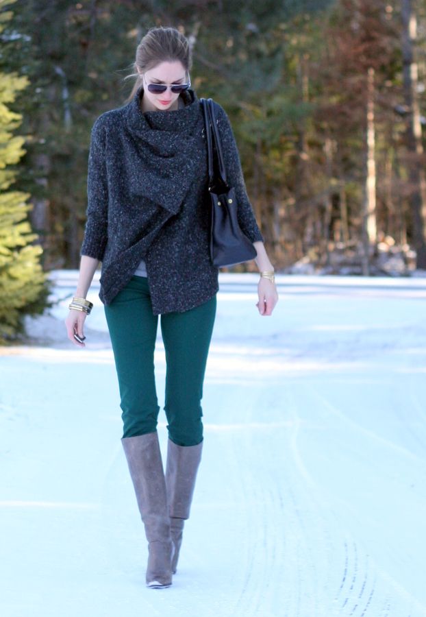 grey boots green pants