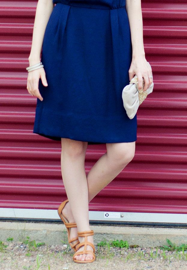 Laura Wears... J.Crew navy dress and beige sandals
