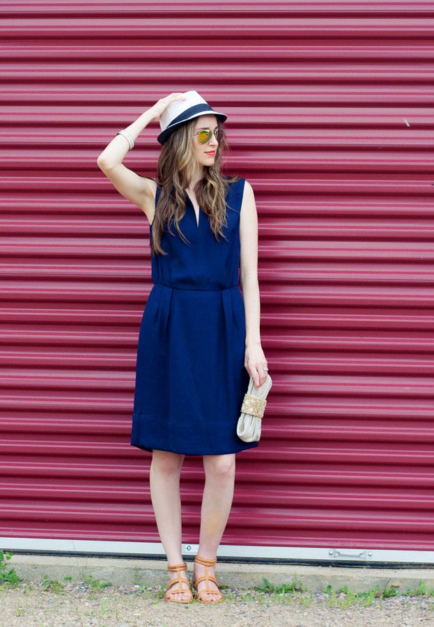 Laura Wears... casual weekend style featuring J.Crew Draped Keyhole Dress and back-zip sandals