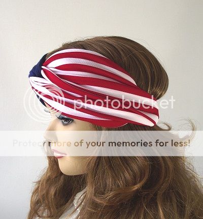American Flag Boho Turban Twist Headband Head Scarf Red White and Blue Headwrap