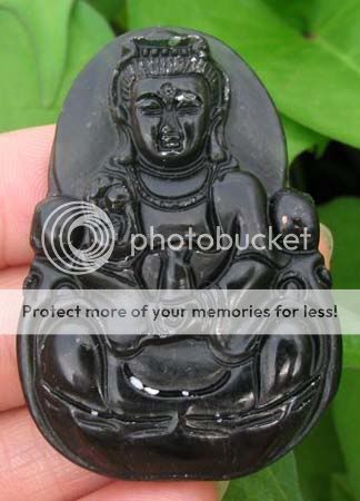 Charming Carved Black JADE Amulet Kwan yin Pendant,Gem  