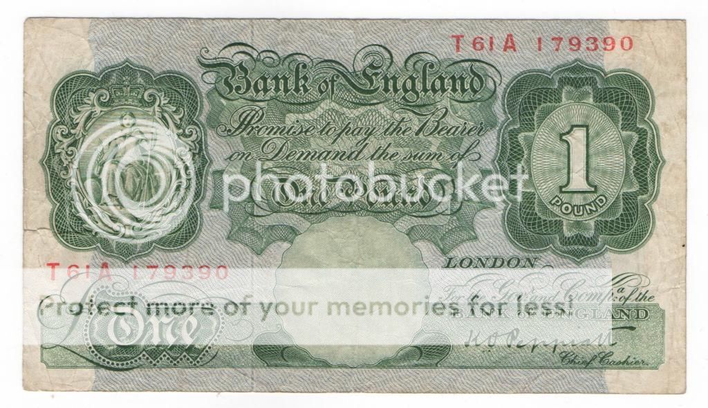 b260 bank of england 1 one pound peppiatt t61a