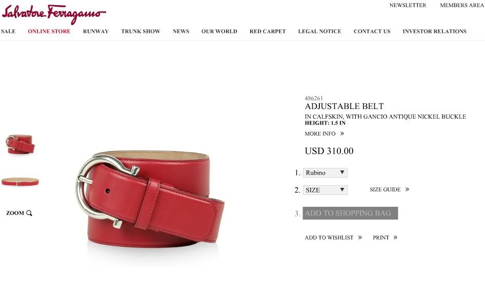 ferragamo belt receipt