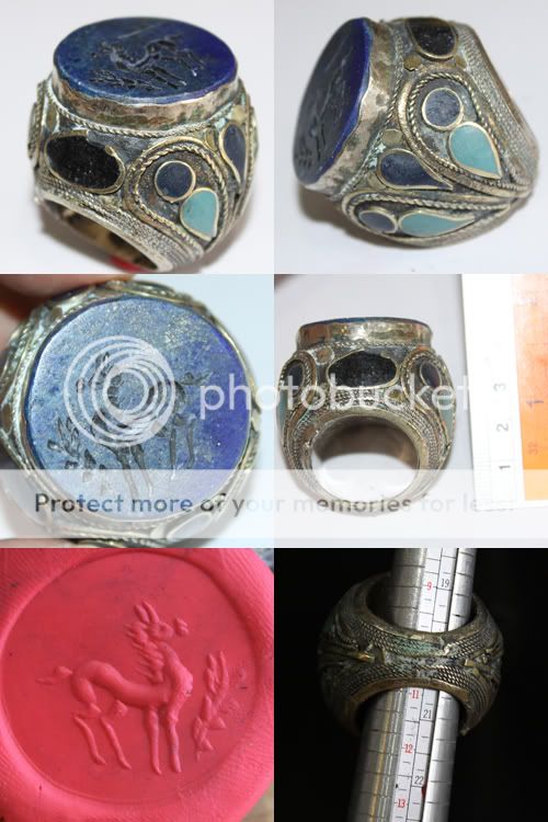 Exotic Old Afghan Lapis lazuli Intaglio Stone Ring  
